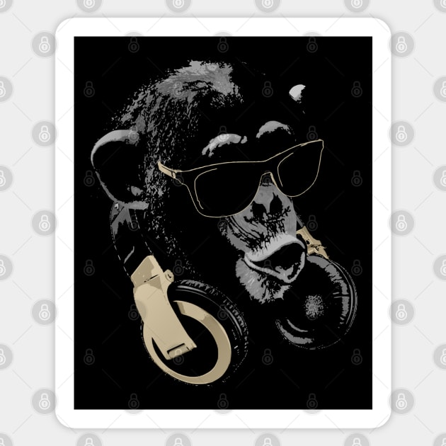 Monkey DJ Bling Sticker by Nerd_art